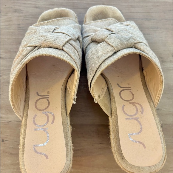 Sugar Brand Women's Harlem Beige Woven Wedges - Picture 10 of 12